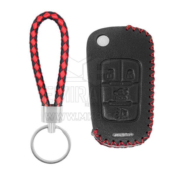 Estojo de couro para Chevrolet Flip Smart Remote Key 4 botões