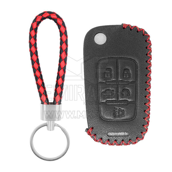 Estojo de couro para Chevrolet Flip Remote Key 5 botões