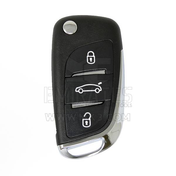 Peugeot Flip Remote Shell Chrome 3 Button with Battery Holder