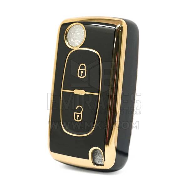 Cover nano di alta qualità per chiave telecomando Peugeot Flip 2 pulsanti colore nero D11J2
