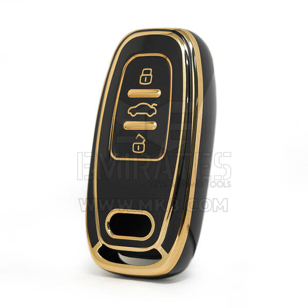 Capa nano de alta qualidade para Audi Smart Key 3 botões cor preta