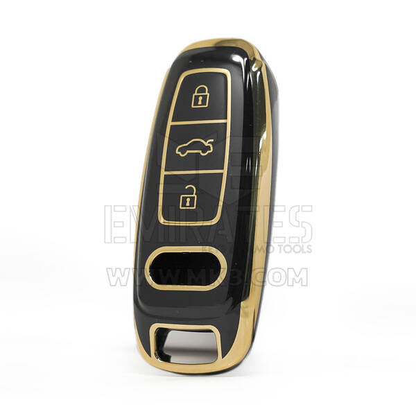Capa nano de alta qualidade para Audi Remote Key 3 botões cor preta