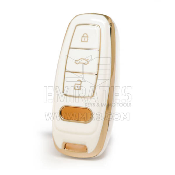 Funda Nano Alta Calidad Para Audi Remote Key 3 Botones Color Blanco