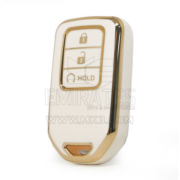 Nano High Quality Cover For Honda Remote Key 3 Buttons Auto Start White Color