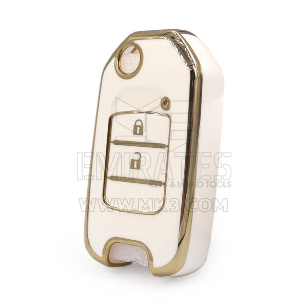 Custodia Nano di alta qualità per chiave telecomando Honda Flip 2 pulsanti colore bianco