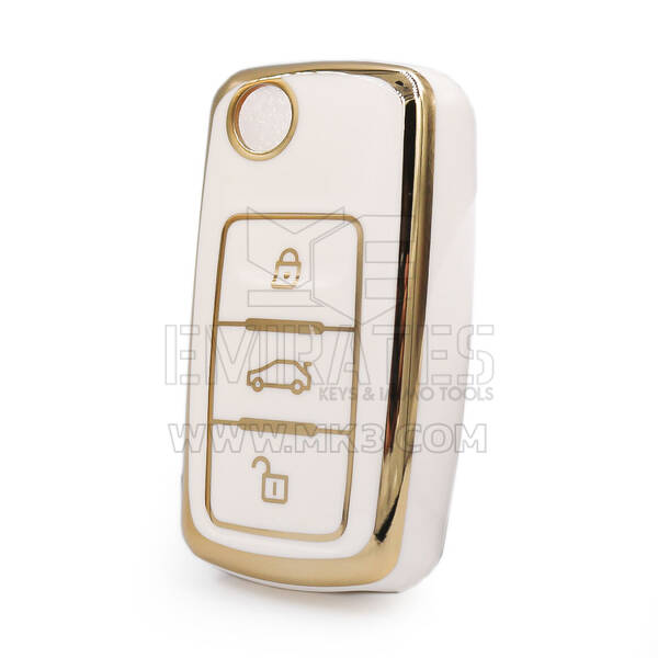 Funda Nano Alta Calidad Para Volkswagen Remote Key 3 Botones Color Blanco