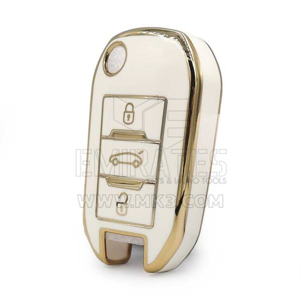 Nano High Quality Cover For Peugeot 407 408 Remote Key 3 Buttons White Color