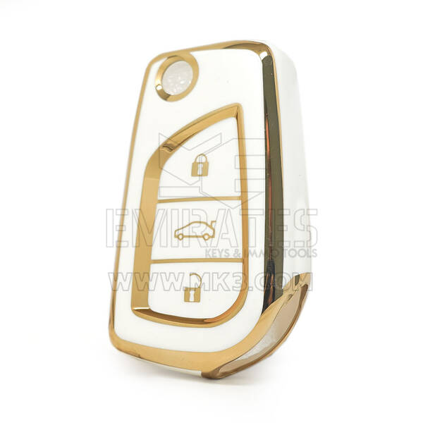Cover Nano di alta qualità per chiave telecomando Toyota Flip 3 pulsanti colore bianco