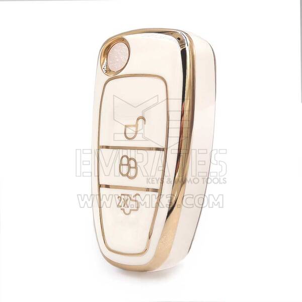 Nano High Quality Cover For Ford Flip Remote Key 3 Buttons White Color