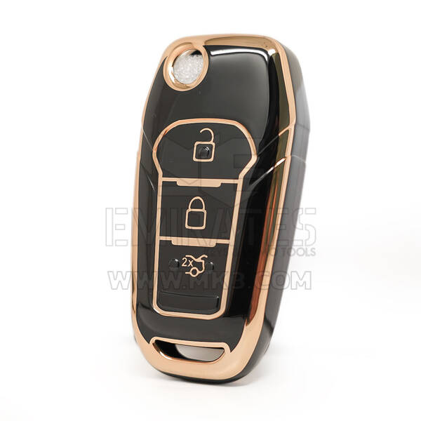Нано-крышка высокого качества для Ford Fusion Flip Remote Key 3 кнопки черного цвета