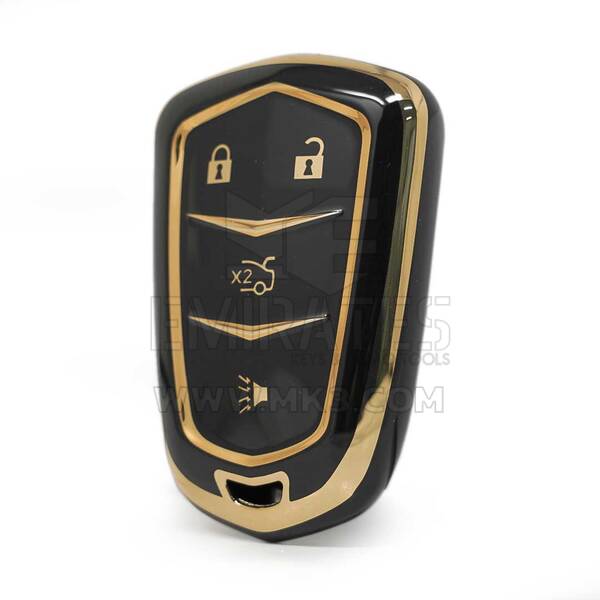 Capa nano de alta qualidade para chave remota Cadillac 3+1 botões cor preta