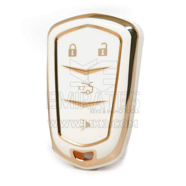 Nano High Quality Cover For Cadillac Remote Key 3+1 Buttons White Color