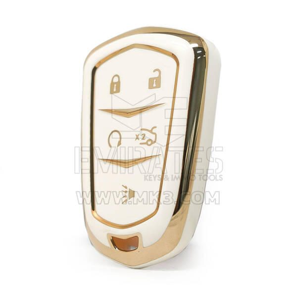 Custodia Nano di alta qualità per chiave telecomando Cadillac 4+1 pulsanti colore bianco
