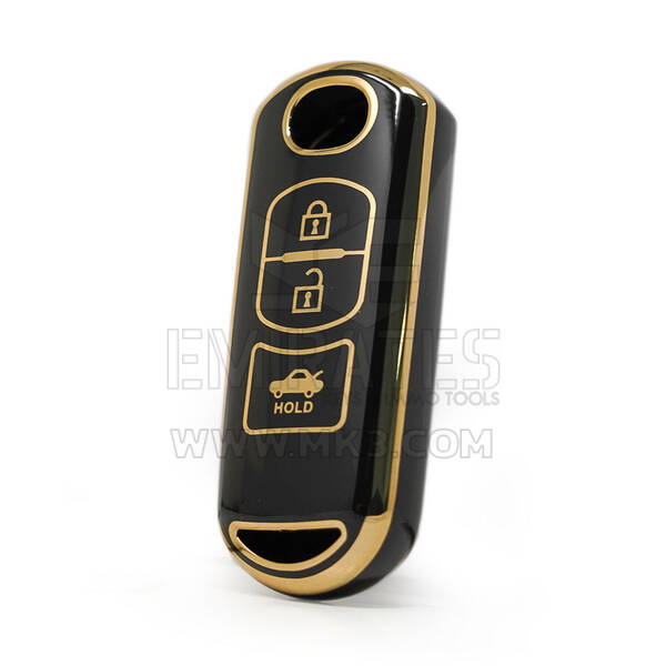 Nano High Quality Cover For Mazda Remote Key 3 Buttons Black Color