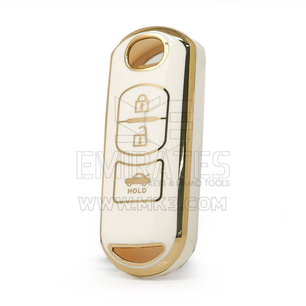 Nano High Quality Cover For Mazda Remote Key 3 Buttons White Color