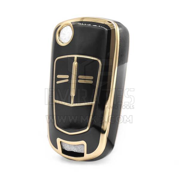 Funda Nano Alta Calidad Para Opel Flip Remote Key 2 Botones Color Negro