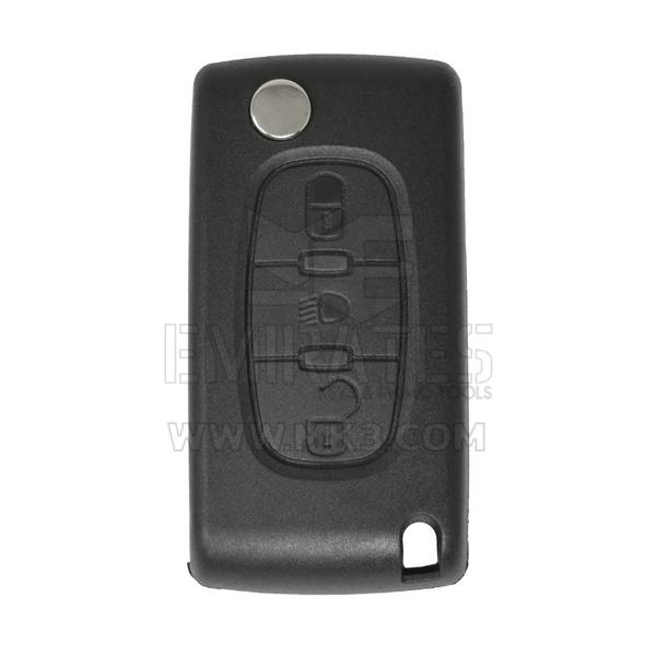 Citroen Peugeot Flip Remote Key Shell 3 botones de luz con soporte de batería