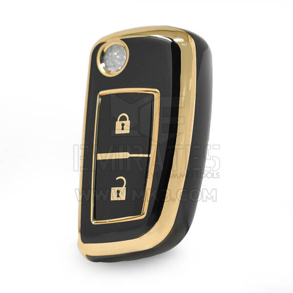 Couverture Nano de haute qualité pour Nissan Flip Remote Key 2 boutons couleur noire