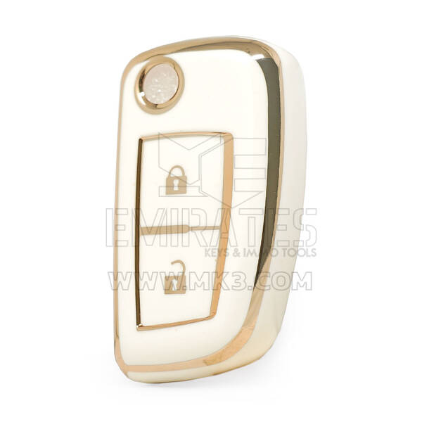 Nano High Quality Cover For Nissan Flip Remote Key 2 Buttons White Color