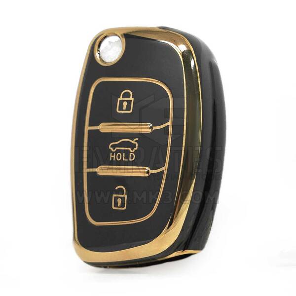 Nano High Quality Cover For Hyundai Sonata Flip Remote Key 3 Buttons Black Color