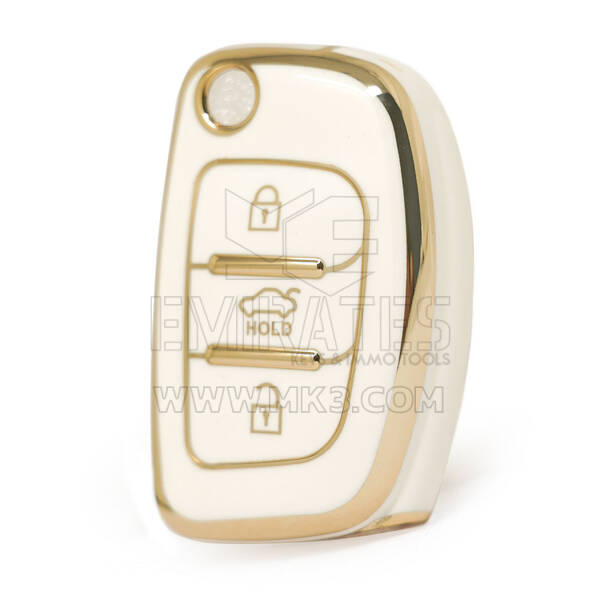 Nano  High Quality Cover For Hyundai Sonata Flip Remote Key 3 Buttons White Color