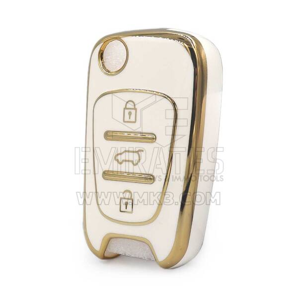 Capa Nano de alta qualidade para Hyundai 2011 Flip Remote Key 3 botões SUV cor branca