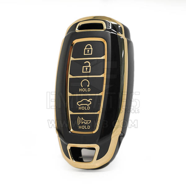 Nano High Quality Cover For Hyundai Remote Key 4+1 Buttons Auto Start  Black Color