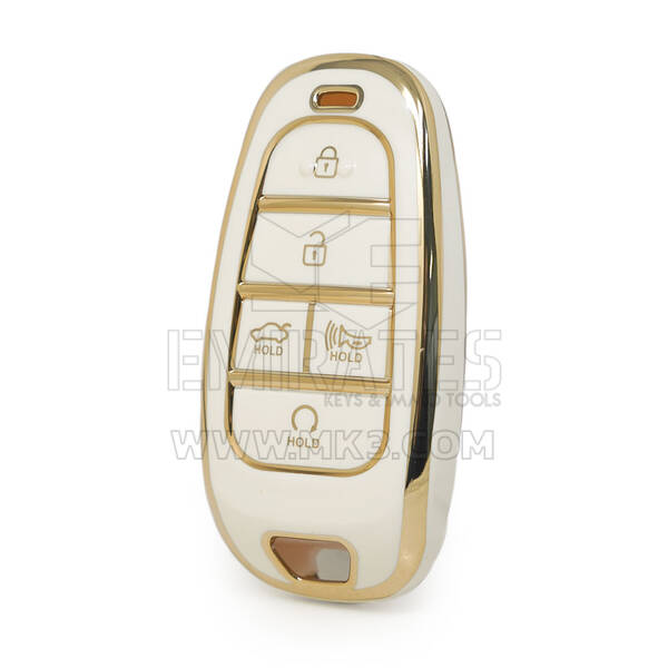 Nano High Quality Cover For Hyundai Sonata Remote Key 4+1 Auto Start Buttons White Color