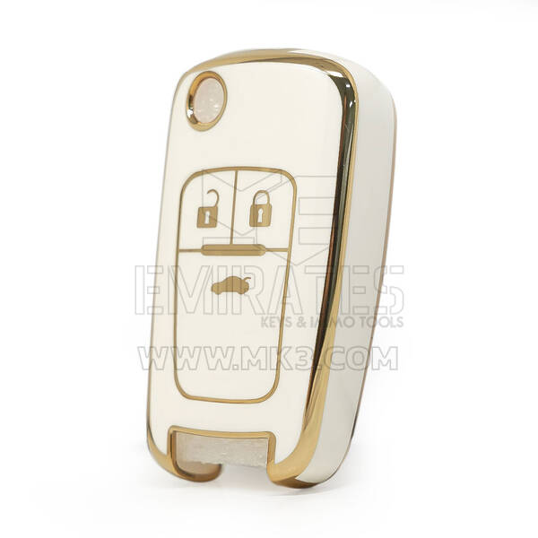 Funda Nano Alta Calidad Para Opel Flip Remote Key 3 Botones Color Blanco