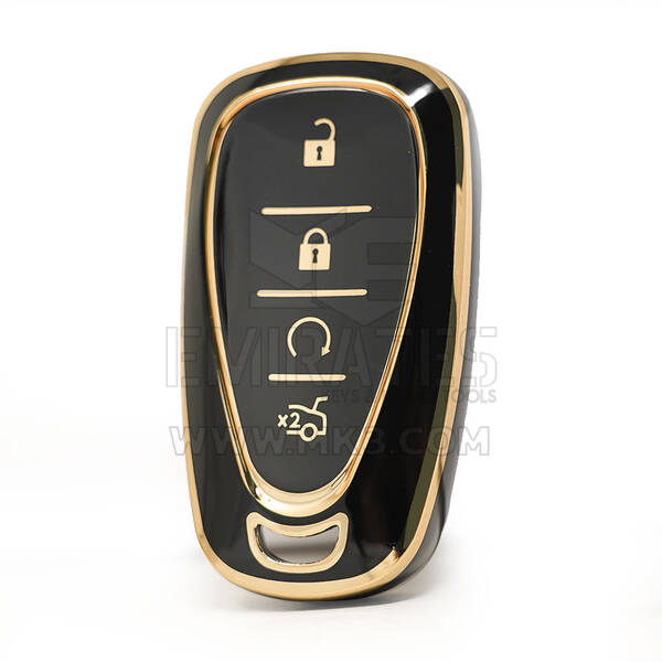 Capa Nano de alta qualidade para Chevrolet Remote Key 4 botões Auto Start cor preta