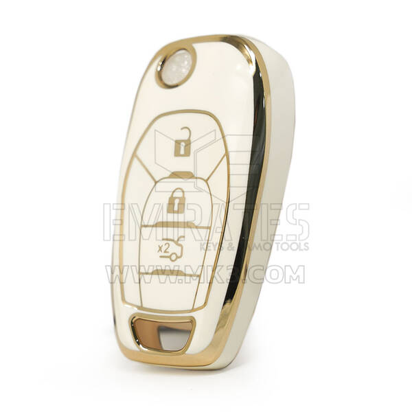 Cover nano di alta qualità per chiave telecomando Chevrolet Flip 3 pulsanti colore bianco