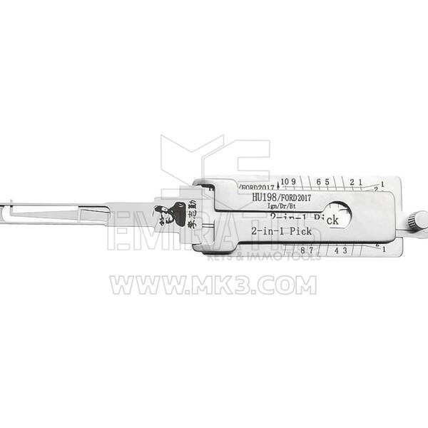 Strumento di decodifica 2 in 1 Lishi originale HU198-AG FORD 2017