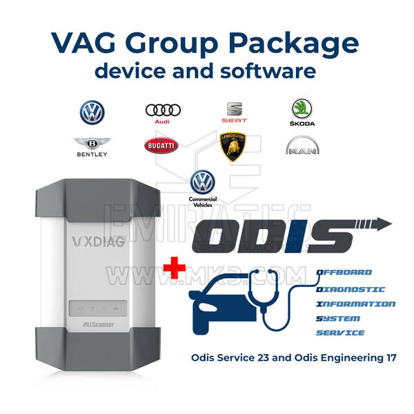 VAG Grup Paketi, cihazı ve yazılımı (VCX-DoIP SE, Vag, Odis Service 23 ve Odis Engineering 17 lisansıyla)
