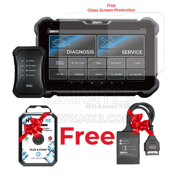 Zenith Z7 Lite Device Diagnostic Tool With Free ( ZMA-101 Multi-Adapter + Hyundai Kia Steering Lock Emulator )