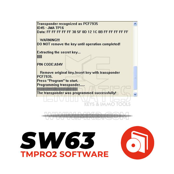 Tmpro SW 63 - Copieur de clés pour clés ID33-ID41-ID42-ID44 VAG et ID45