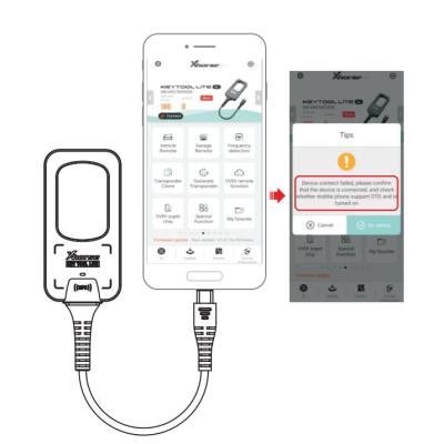 connect key tool lite with mobile phone