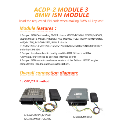 Nuevo módulo 3 de segunda generación Yanhua Mini ACDP 2 para lectura y escritura DME ISN sin soldadura | Claves de los Emiratos