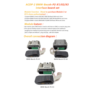 Adaptador Yanhua ACDP2 BMW DME X1 / X2 / X3 Placas de interfaz para ACDP2 | Claves de los Emiratos
