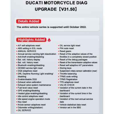 Actualización V31.50 DUCATI Diag 2023-06-25