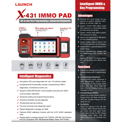 Novo lançamento X-431 IMMO PAD Programação de chave multifuncional e diagnóstico avançado (Smartlink2.0) | Chaves dos Emirados
