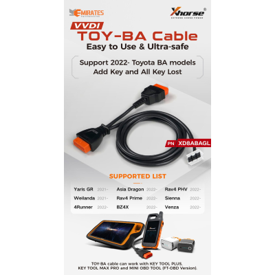 محول Xhorse XD8ABAGL TOY-BA Toyota BA الجديد لجميع المفاتيح المفقودة لعام 2022- Toyota BA Add Key & AKL يعمل مع VVDI Key Tool Plus، Key Tool Max Pro وFT-Mini Obd Tool | مفاتيح الإمارات