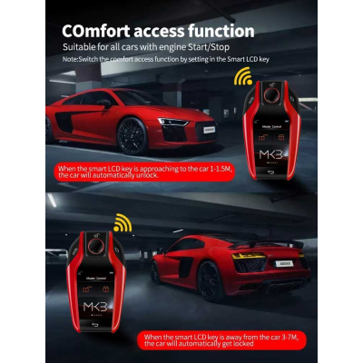 Nuovo sistema di accesso comfort PKE con chiave remota intelligente modificata universale LCD aftermarket per tutte le auto senza chiave Colore argento | Chiavi degli Emirati