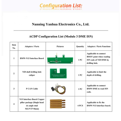 Yanhua ACDP Set Module 3 for Read/write N20/N55/N13 ISN code via OBD 