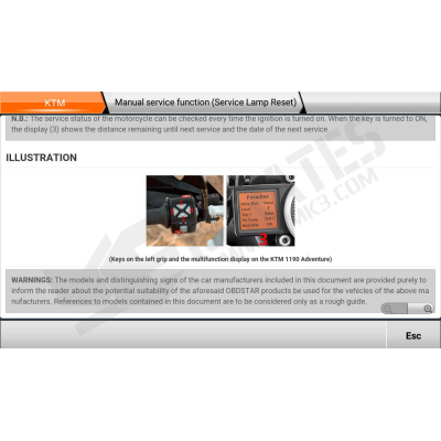 Función de servicio del manual de ilustración OBDStar MS80 KTM