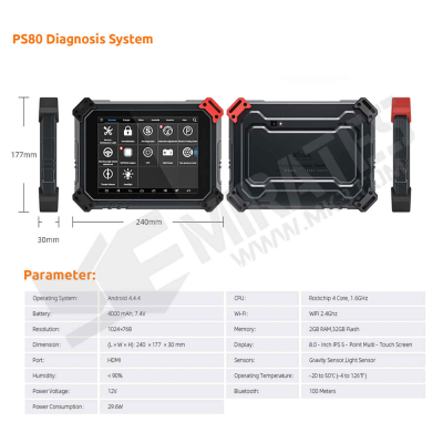 XTool PS80 Diagnostics System Parameters