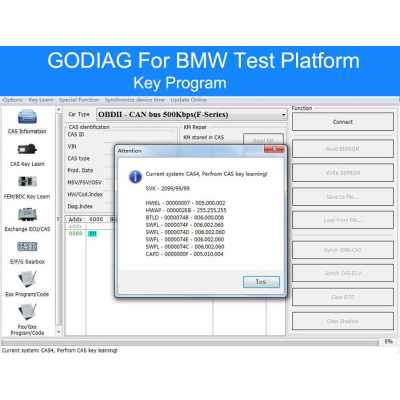 Nueva plataforma de prueba GODIAG para BMW CAS4/CAS4 + soporte de programación programación de llaves fuera del sitio/todas las llaves perdidas/añadir nueva llave | Claves de los Emiratos
