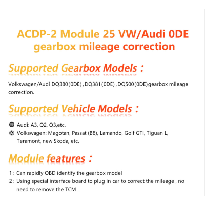 Yanhua Mini ACDP 2 Módulo de segunda generación 25 Volkswagen Audi 0DE Calibración de kilometraje de la caja de cambios | Claves de los Emiratos