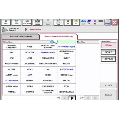 قائمة سيارات نيسان vxdiag 1