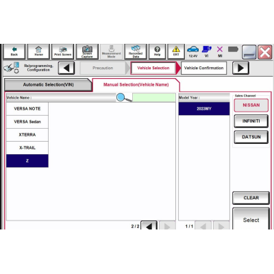 lista de veículos vxdiag nissan 3