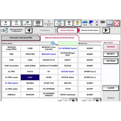 vxdiag lista de vehículos nissan 5